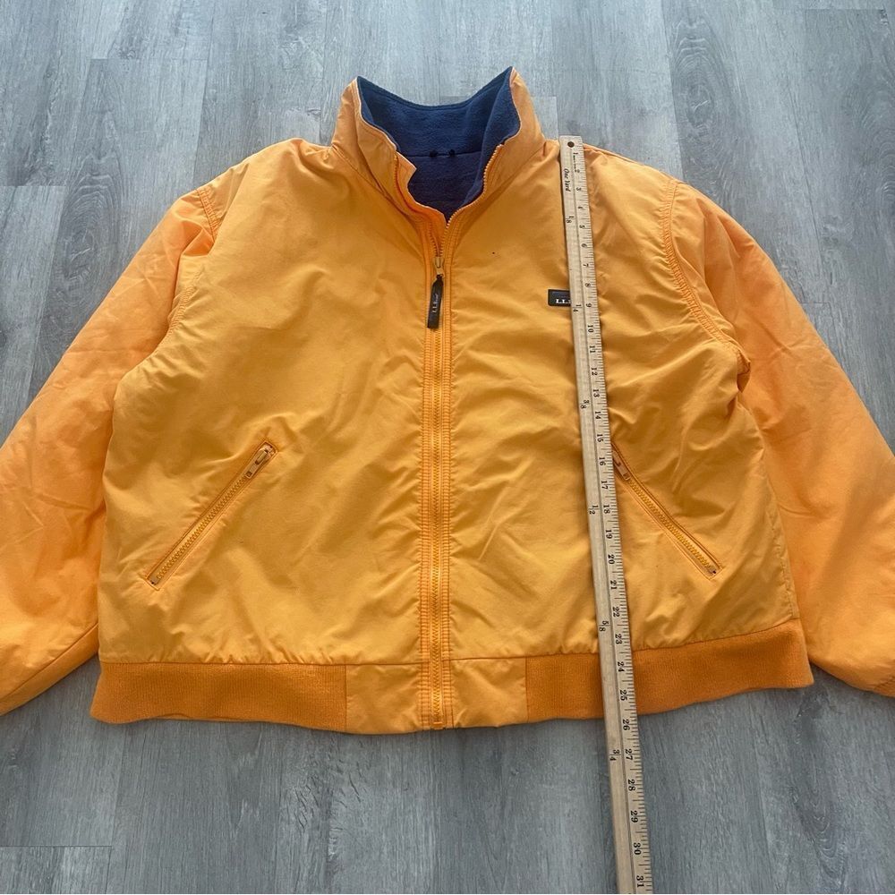 VINTAGE LL Bean Jacket Mens XL Orange Full ZIp Windbreaker Bomber Fleece Lined - Picture 5 of 7
